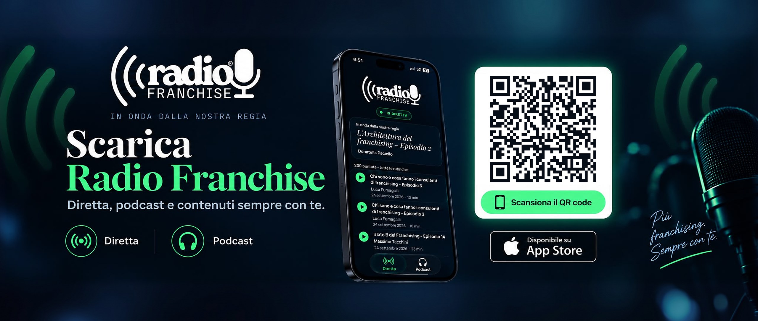 Scarica l'app Radio Franchise per iPhone: diretta, podcast e contenuti sempre con te. Disponibile su App Store.